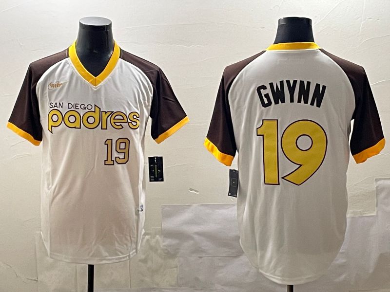 Men San Diego Padres #19 Gwynn White Throwback Game 2025 Nike MLB Jersey style 2->san diego padres->MLB Jersey